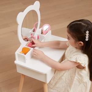 Viga Toys VIGA Duża Toaletka Drewniana Biała z Lustrem i Krzesełkiem 6