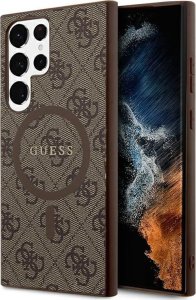 Guess Guess GUHMS24LG4GFRW S24 Ultra S928 brązowy/brown hardcase 4G Collection Leather Metal Logo MagSafe 1