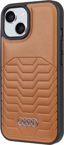 Audi Synthetic Leather MagSafe iPhone 15 Plus / 14 Plus 6.7" brązowy/brown hardcase AU-TPUPCMIP15M-GT/D3-BN 2