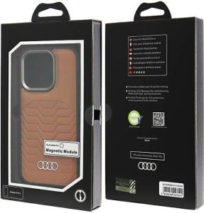 Audi Synthetic Leather MagSafe iPhone 15 Pro 6.1" brązowy/brown hardcase AU-TPUPCMIP15P-GT/D3-BN 20