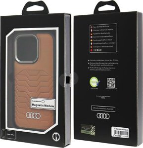 Audi Synthetic Leather MagSafe iPhone 15 Pro 6.1" brązowy/brown hardcase AU-TPUPCMIP15P-GT/D3-BN 7