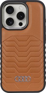 Audi Synthetic Leather MagSafe iPhone 15 Pro 6.1" brązowy/brown hardcase AU-TPUPCMIP15P-GT/D3-BN 9