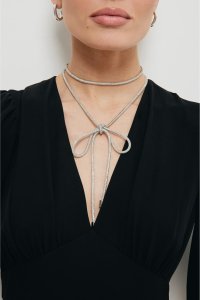 Makover K195 Wiązany naszyjnik typu choker - srebrny (kolor srebrny, rozmiar uni) 1