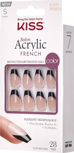 KISS ltd KISS Sztuczne paznokcie na klej Salon Acrylic French, Flame, Black, Short Coffin 5