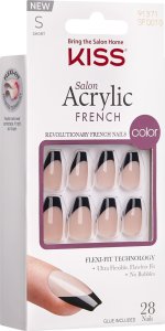 KISS ltd KISS Sztuczne paznokcie na klej Salon Acrylic French, Flame, Black, Short Coffin 6