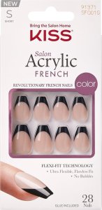 KISS ltd KISS Sztuczne paznokcie na klej Salon Acrylic French, Flame, Black, Short Coffin 7