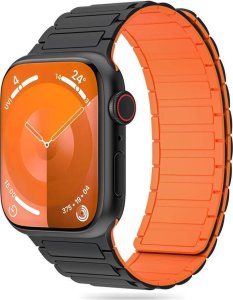 Tech-Protect Pasek do APPLE WATCH 4 / 5 / 6 / 7 / 8 / 9 / SE / ULTRA 1 / 2 (42 / 44 / 45 / 49 MM) Tech-Protect Iconband Magnetic czarno-pomarańczowe 1