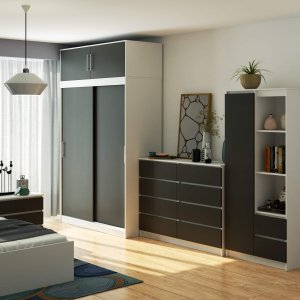 Fabryka Mebli Akord NADSTAWKA DO SZAFY S150 BIAŁA / SZARA 6