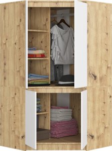 Fabryka Mebli Akord SZAFA NAROŻNA S100 4D CLP DĄB ARTISAN / BIAŁA 2