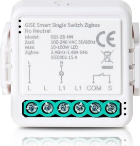 Gise GISE Smart Single Switch no neutral Zigbee | Pojedynczy moduł przekaźnikowy bez N Zigbee | GSS-ZB-NN 1