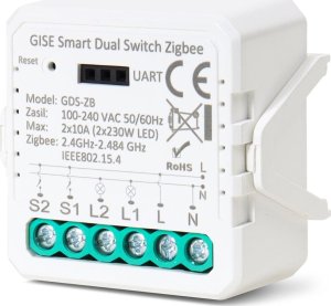 Gise GISE Smart Dual Switch no neutral Zigbee | Podwójny moduł przekaźnikowy Zigbee | GDS-ZB-NN 2
