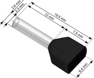 Blow 43-088# Konektor izol.tulejka 2x1,5/12 czarna 1