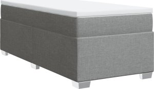 vidaXL Łóżko kontynentalne z materacem, jasnoszare, tkanina, 90x190 cm 2
