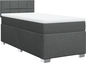 vidaXL Łóżko kontynentalne z materacem, ciemnoszara tkanina 90x190 cm 2