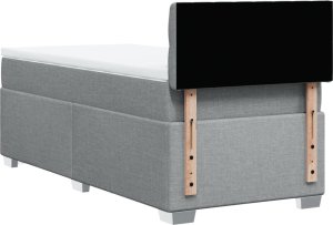 vidaXL Łóżko kontynentalne z materacem, jasnoszare, tkanina, 90x190 cm 6