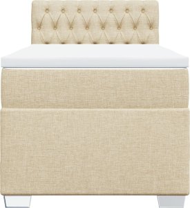 vidaXL Łóżko kontynentalne z materacem, kremowe, tkanina, 90x190 cm 4