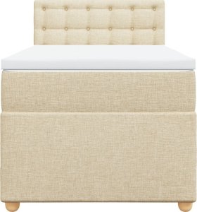 vidaXL Łóżko kontynentalne z materacem, kremowe, tkanina, 80x200 cm 4