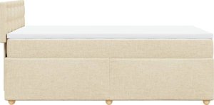 vidaXL Łóżko kontynentalne z materacem, kremowe, tkanina, 80x200 cm 5