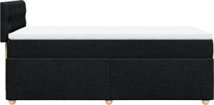vidaXL Łóżko kontynentalne z materacem, czarne, tkanina, 80x200 cm 5