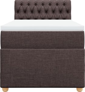 vidaXL Łóżko kontynentalne z materacem, brązowe, tkanina, 90x190 cm 4