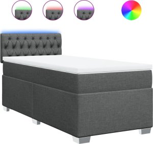 vidaXL Łóżko kontynentalne z materacem, ciemnoszara tkanina 80x200 cm 2