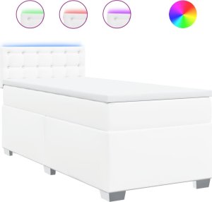 vidaXL Łóżko kontynentalne z materacem, białe, ekoskóra 80x200 cm 2