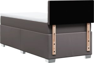 vidaXL Łóżko kontynentalne z materacem, szare, ekoskóra 90x190 cm 12