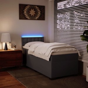 vidaXL Łóżko kontynentalne z materacem, szare, ekoskóra 90x190 cm 5