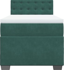 vidaXL Łóżko kontynentalne z materacem, zielone, aksamit, 90x190 cm 6