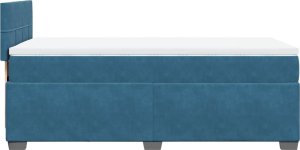 vidaXL Łóżko kontynentalne z materacem, niebieskie, 90x190 cm, aksamit 7