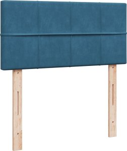 vidaXL Łóżko kontynentalne z materacem, niebieskie, 90x190 cm, aksamit 9