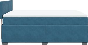 vidaXL Łóżko kontynentalne z materacem, niebieskie, 140x190cm, aksamit 11