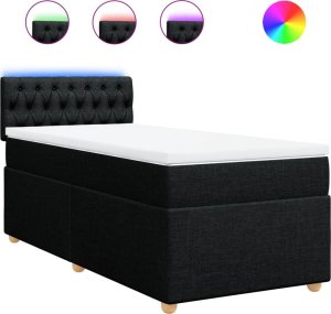 vidaXL Łóżko kontynentalne z materacem, czarne, tkanina, 80x200 cm 2