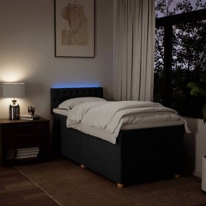 vidaXL Łóżko kontynentalne z materacem, czarne, tkanina, 80x200 cm 5