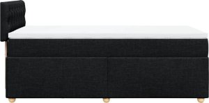 vidaXL Łóżko kontynentalne z materacem, czarne, tkanina, 80x200 cm 7
