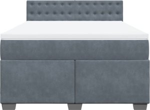 vidaXL Łóżko kontynentalne z materacem, ciemnoszara, aksamit 140x190cm 6
