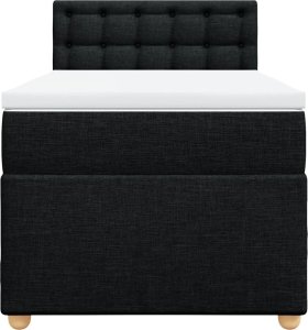 vidaXL Łóżko kontynentalne z materacem, czarne, tkanina, 80x200 cm 6