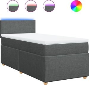 vidaXL Łóżko kontynentalne z materacem, ciemnoszara tkanina 80x200 cm 2