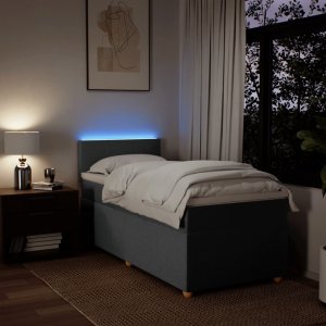 vidaXL Łóżko kontynentalne z materacem, ciemnoszara tkanina 80x200 cm 5