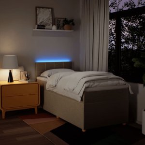 vidaXL Łóżko kontynentalne z materacem, kremowe, tkanina, 80x200 cm 5