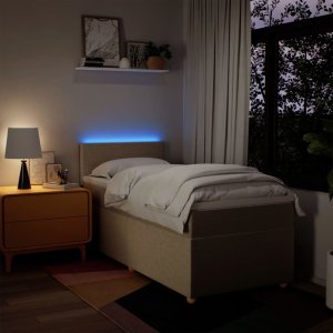 vidaXL Łóżko kontynentalne z materacem, kremowe, tkanina, 80x200 cm 5