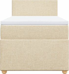 vidaXL Łóżko kontynentalne z materacem, kremowe, tkanina, 80x200 cm 6