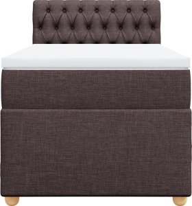 vidaXL Łóżko kontynentalne z materacem, brązowe, tkanina, 90x190 cm 6