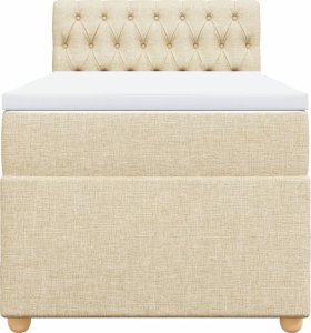 vidaXL Łóżko kontynentalne z materacem, kremowe, tkanina, 90x190 cm 6