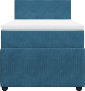 vidaXL Łóżko kontynentalne z materacem, niebieskie, 90x190 cm, aksamit 6