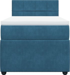 vidaXL Łóżko kontynentalne z materacem, niebieskie, 90x190 cm, aksamit 6
