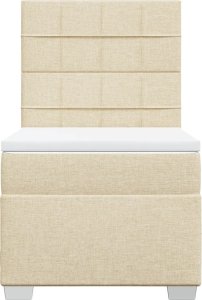 vidaXL Łóżko kontynentalne z materacem, kremowe, tkanina, 80x200 cm 4