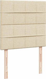 vidaXL Łóżko kontynentalne z materacem, kremowe, tkanina, 80x200 cm 8