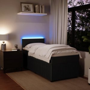 vidaXL Łóżko kontynentalne z materacem, czarne, aksamit 90x190 cm 5