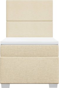 vidaXL Łóżko kontynentalne z materacem, kremowe, tkanina, 80x200 cm 4
